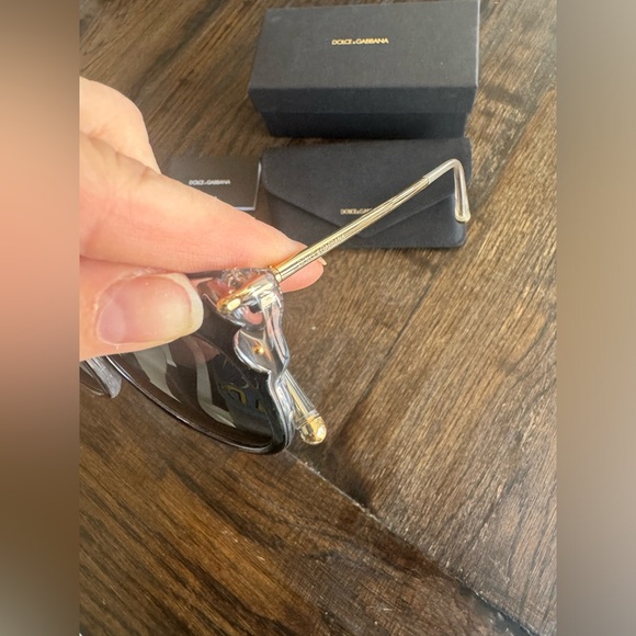 DOLCE & GABBANA DG4340 675/87 Top Black Crystal Gold Cat Eye Sunglasses - Picture 2 of 4